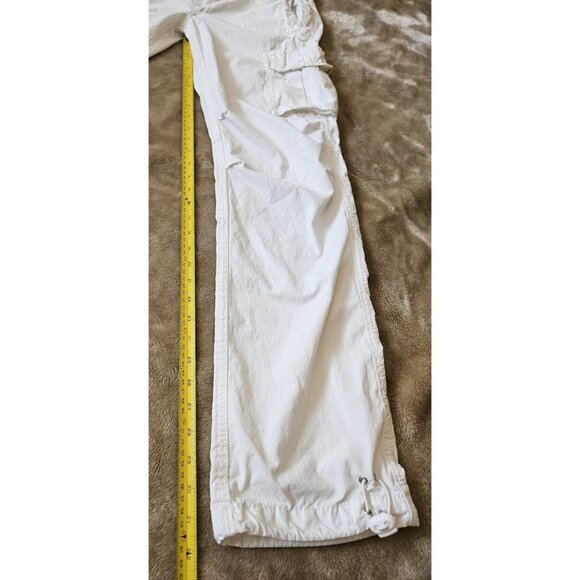 True Religion Womens Military Cargo Pants 26 White Straight Adjustable Waist/Leg - Picture 13 of 16